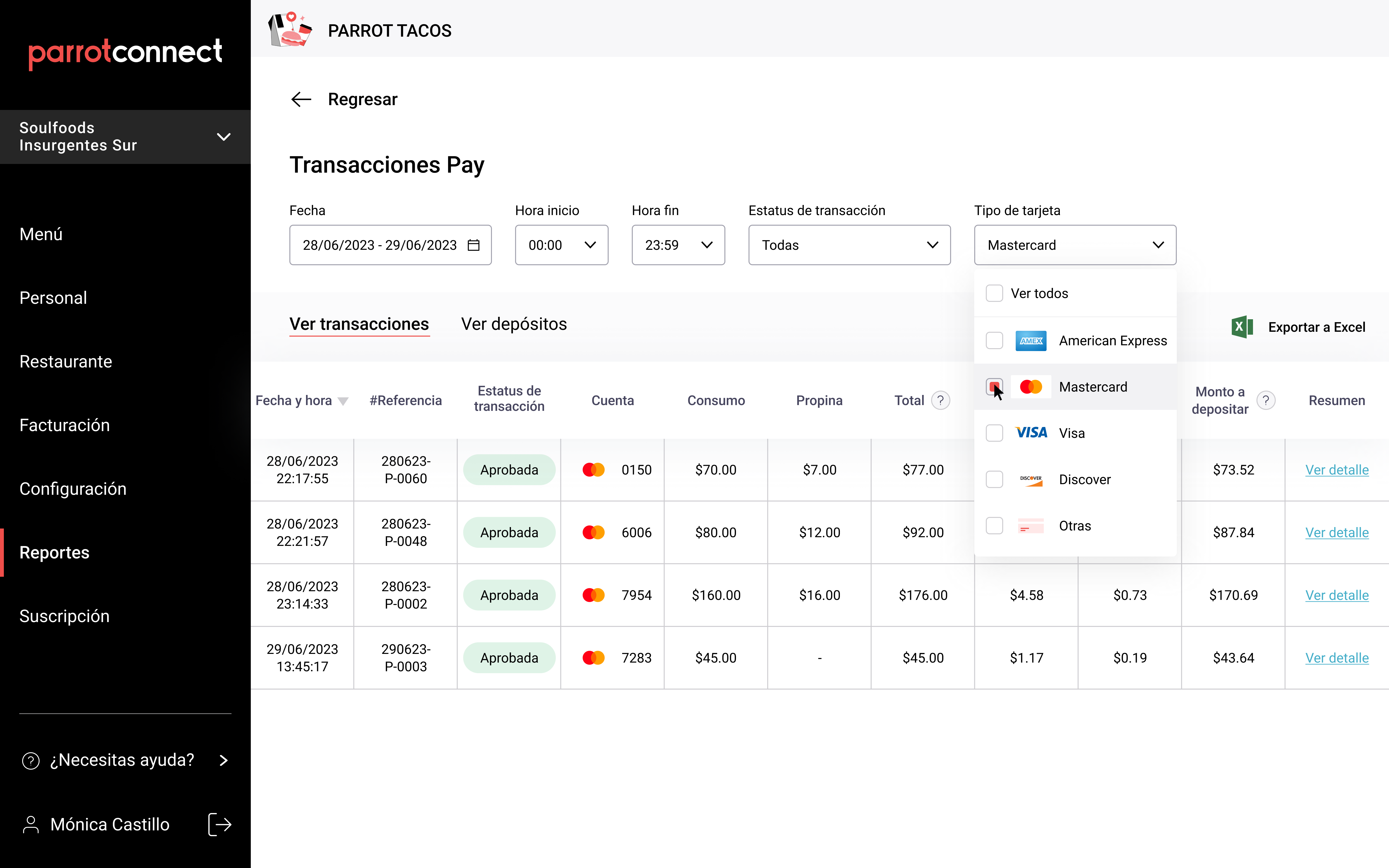 Estados de cuenta - Card dropdown - Selected Mastercard