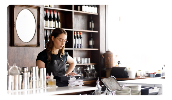 Restaurante usando su sistema punto de venta